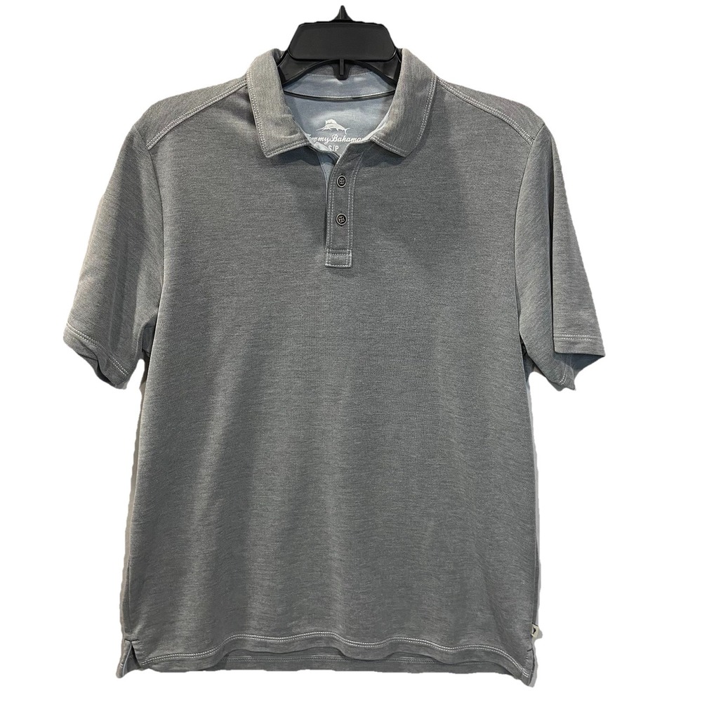 Tommy Bahama Mens Gray Polo Shirt Small Short Sleeve Pull Over